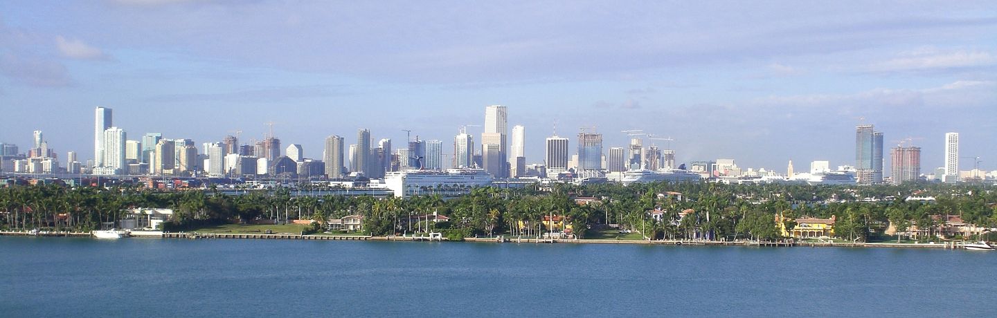 Miami skyline viewed across the bay; regional orientation, photographed in 2006